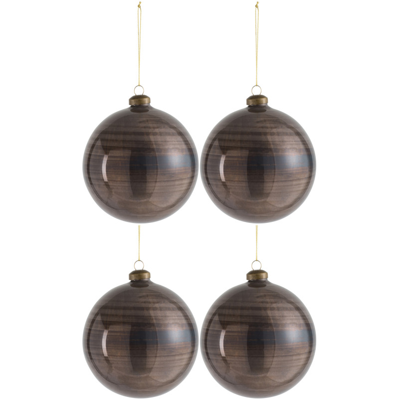 Boule de Noël XL en Verre Marron (Lot de 4) - 1