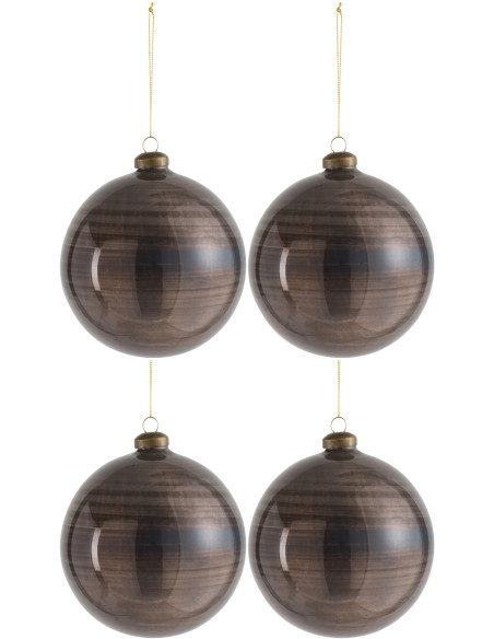 Boule de Noël XL en Verre Marron (Lot de 4) - 1