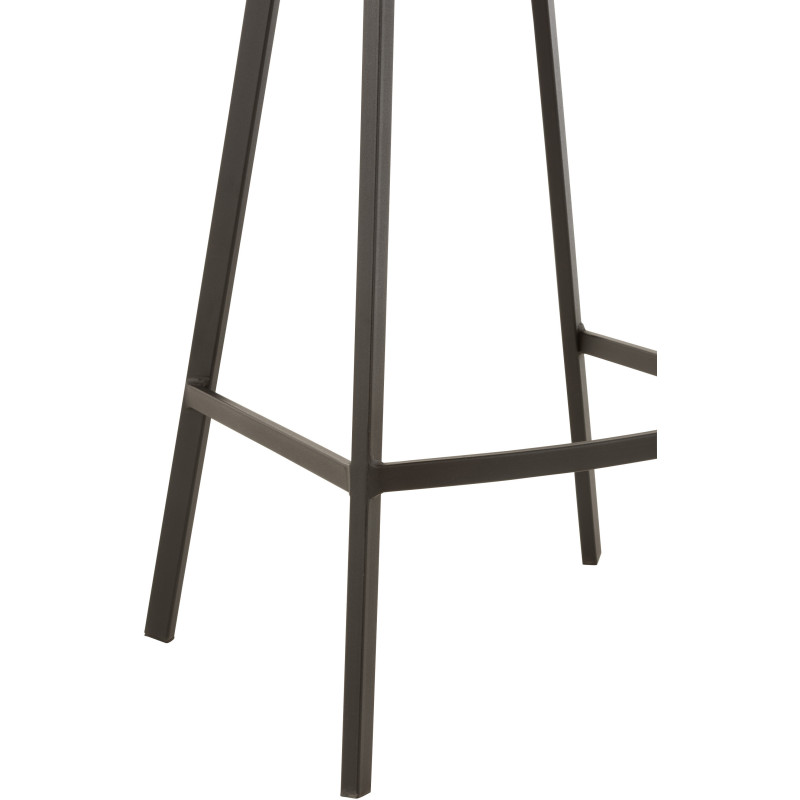 Tabouret de bar avec dossier Stéphane en Tissu Gris Chiné Métal Noir - 5