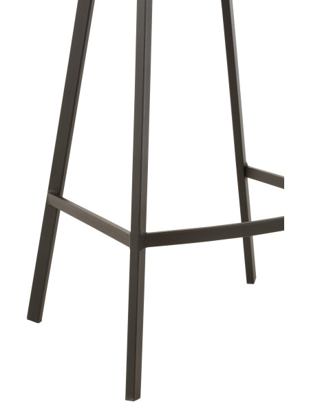 Tabouret de bar avec dossier Stéphane en Tissu Gris Chiné Métal Noir - 5