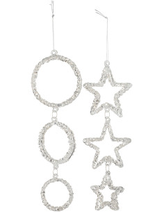 Suspension de Noël Étoile & Cercle en Verre Argenté Avec paillettes (Lot de 2) - 1