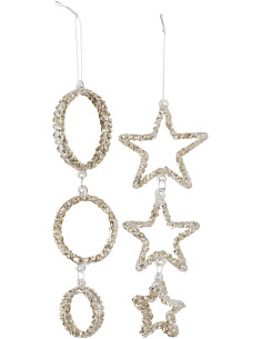 Suspension de Noël Étoile & Cercle en Verre Champagne Avec paillettes (Lot de 2) - 1