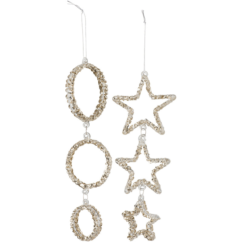 Suspension de Noël Étoile & Cercle en Verre Champagne Avec paillettes (Lot de 2) - 1