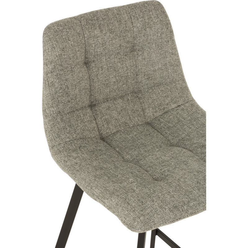 Tabouret de bar avec dossier Stéphane en Tissu Gris Chiné Métal Noir - 6