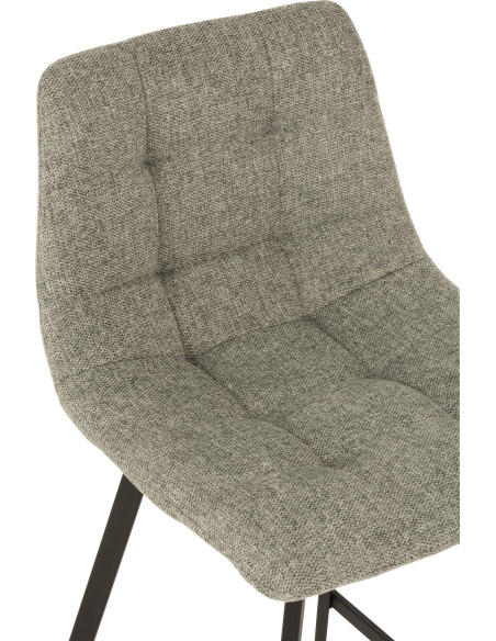 Tabouret de bar avec dossier Stéphane en Tissu Gris Chiné Métal Noir - 6