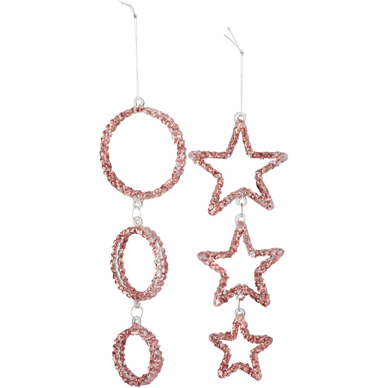 Suspension de Noël Étoile & Cercle en Verre Cuivré Avec paillettes (Lot de 2) - 1