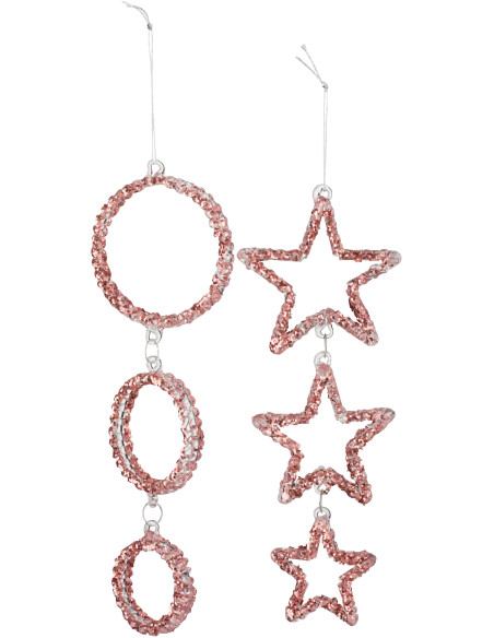 Suspension de Noël Étoile & Cercle en Verre Cuivré Avec paillettes (Lot de 2) - 1