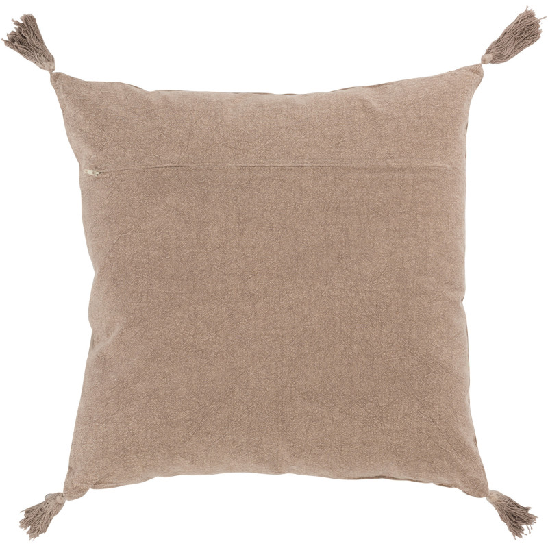 Coussin Carré Nivra 45x45 en Coton Marron Effet velours Avec pompons - 2