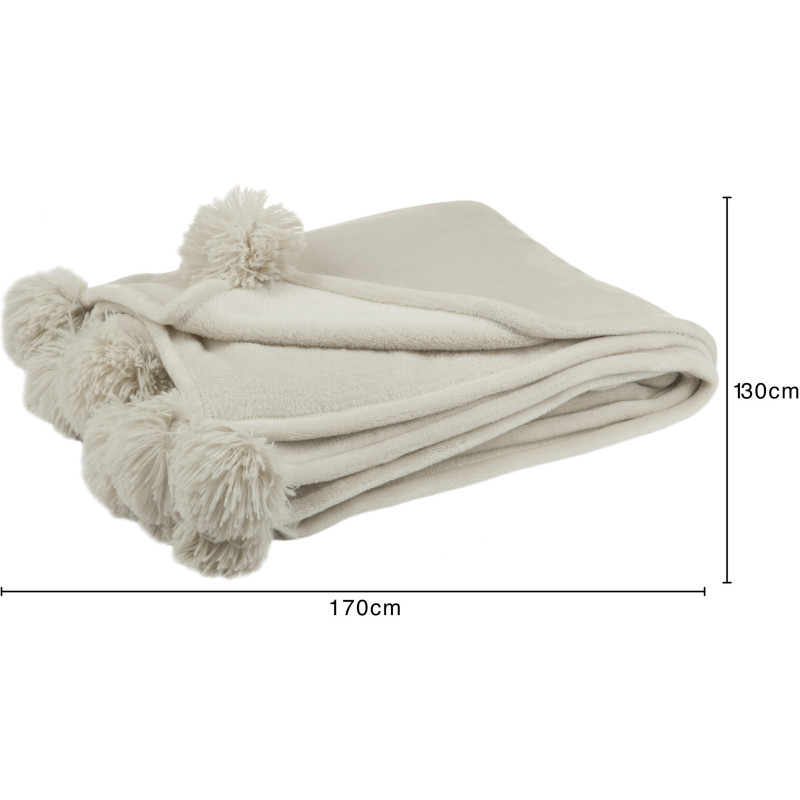 Plaid 130x170 Sweetness en Polyester Beige foncé avec pompons - 2