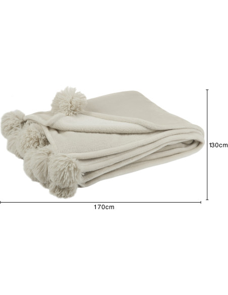 Plaid 130x170 Sweetness en Polyester Beige foncé avec pompons - 2