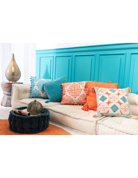 Plaid 130x170 Sweetness en Polyester Bleu avec pompons - 2