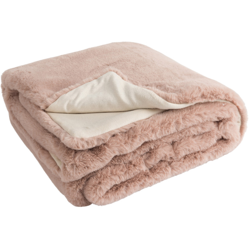 Plaid 130x180 Cutie en Polyester Rose poudré - 2