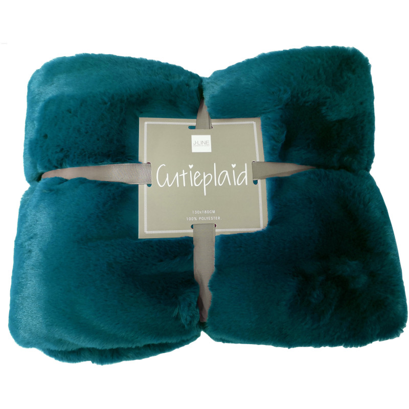 Plaid 130x180 Cutie en Polyester Bleu pétrole - 5