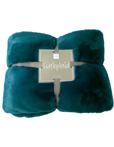 Plaid 130x180 Cutie en Polyester Bleu pétrole - 5