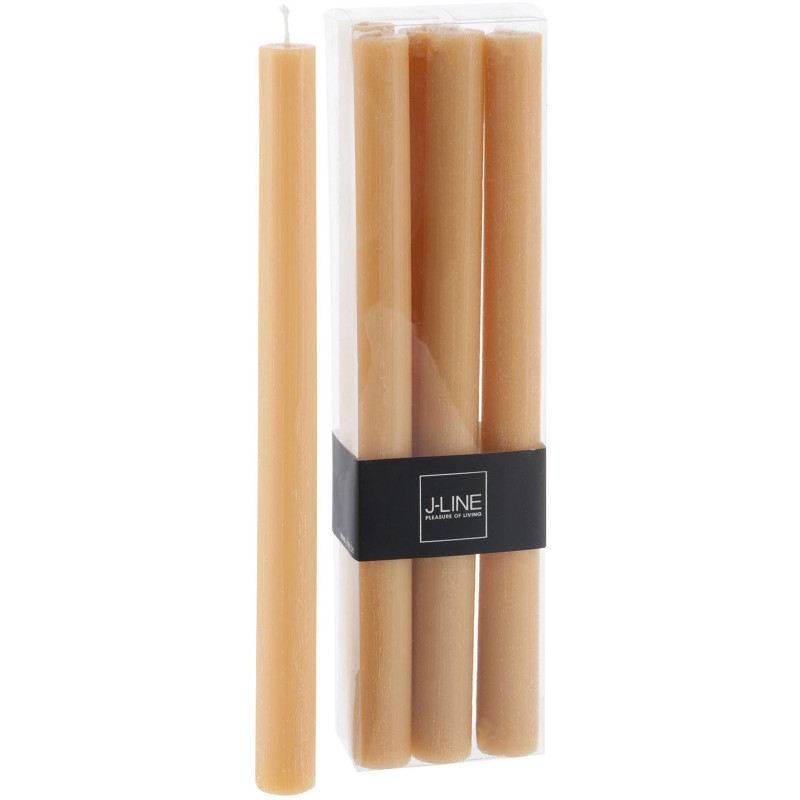 Bougie Cylindrique Ocre J-Line en Cire 13 heures Hauteur 25 cm (Lot de 6) - 1