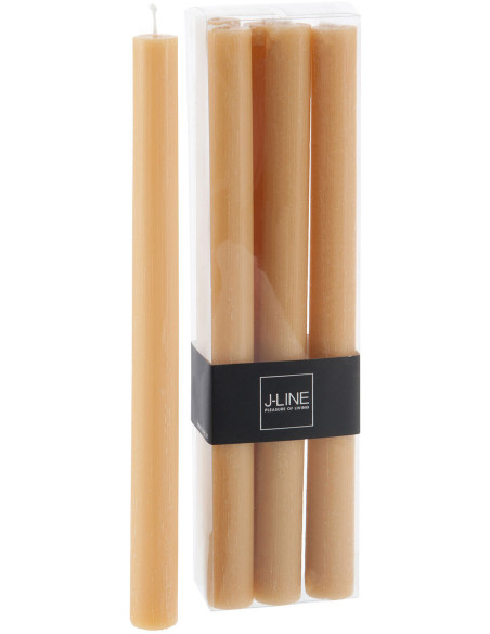 Bougie Cylindrique Ocre J-Line en Cire 13 heures Hauteur 25 cm (Lot de 6) - 1