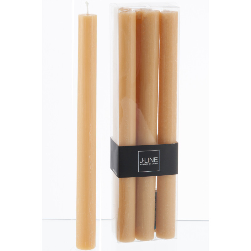 Bougie Cylindrique Ocre J-Line en Cire 13 heures Hauteur 25 cm (Lot de 6) - 3