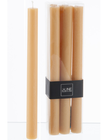 Bougie Cylindrique Ocre J-Line en Cire 13 heures Hauteur 25 cm (Lot de 6) - 3