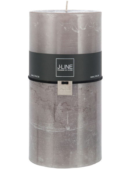Bougie Cylindrique XXL Taupe foncé J-Line en Cire 140 heures Hauteur 20 cm - 2