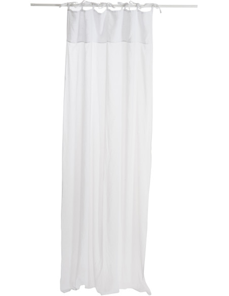 Voilage rideau blanc en coton et lin 140x290 - 1