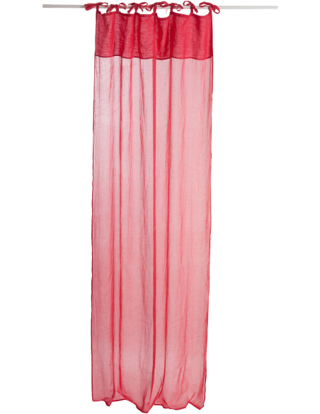 Voilage rideau rouge en coton et lin 140x290 - 1