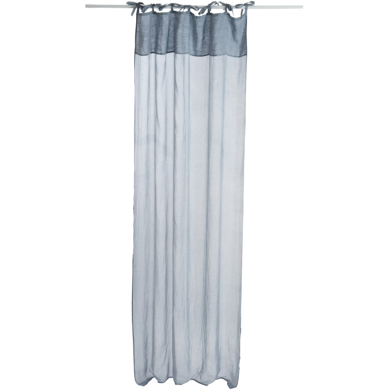 Voilage rideau bleu en coton et lin 140x290 - 1