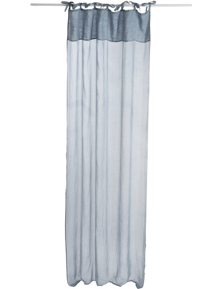 Voilage rideau bleu en coton et lin 140x290 - 1