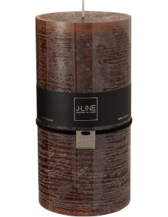 Bougie Cylindrique XXL Marron J-Line en Cire 140 heures Hauteur 20 cm - 1