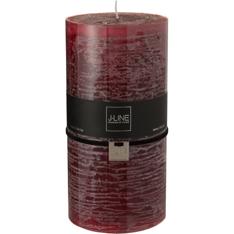 Bougie Cylindrique XXL Bordeaux J-Line en Cire 140 heures Hauteur 20 cm - 1