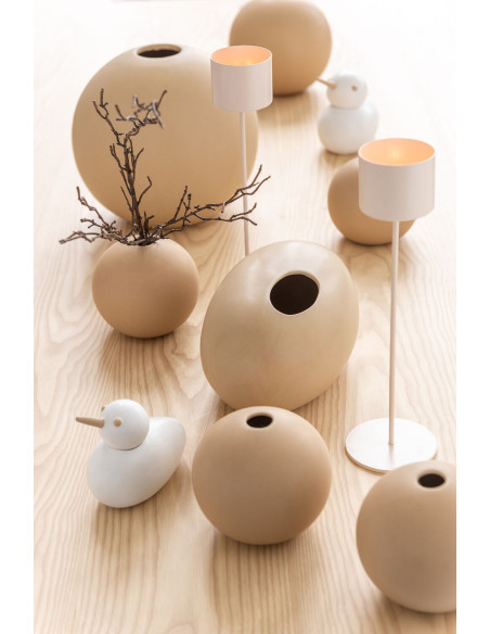 Vase Boule Hadrian Hauteur 20 cm en Céramique Beige - 2