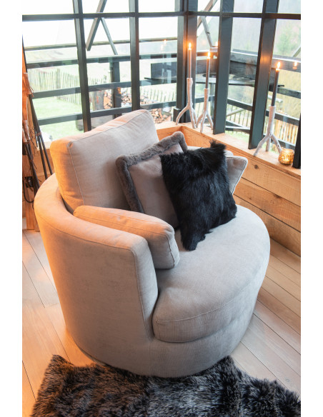 Coussin Carré Goaty 40x40 en Fausse fourrure Noir - 5