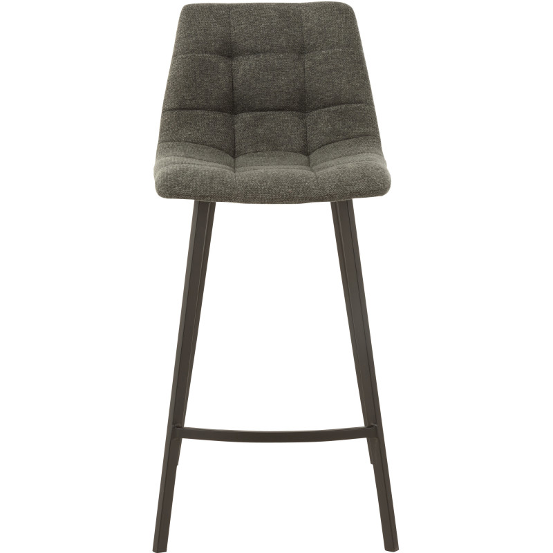 Tabouret de bar avec dossier Stéphane en Tissu Gris foncé Chiné Métal Noir - 2