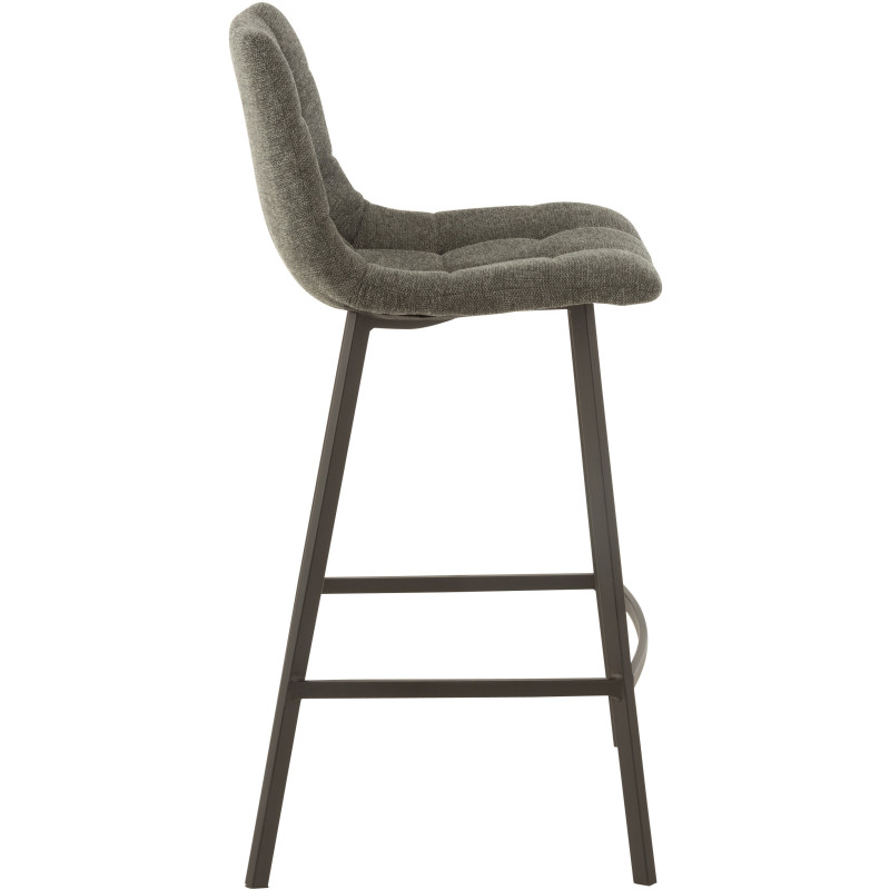 Tabouret de bar avec dossier Stéphane en Tissu Gris foncé Chiné Métal Noir - 3