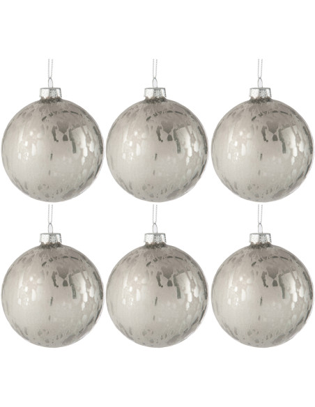 Boule de Noël en Verre Argenté Effet mat et brillant (Lot de 6) - 1