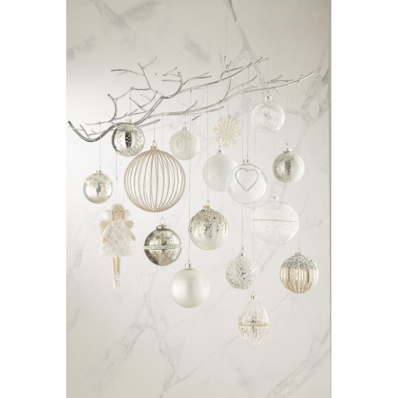 Boule de Noël en Verre Argenté Effet mat et brillant (Lot de 6) - 3