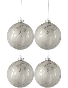Boule de Noël XL en Verre Argenté Effet mat et brillant (Lot de 4) - 1