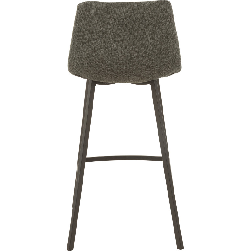 Tabouret de bar avec dossier Stéphane en Tissu Gris foncé Chiné Métal Noir - 4