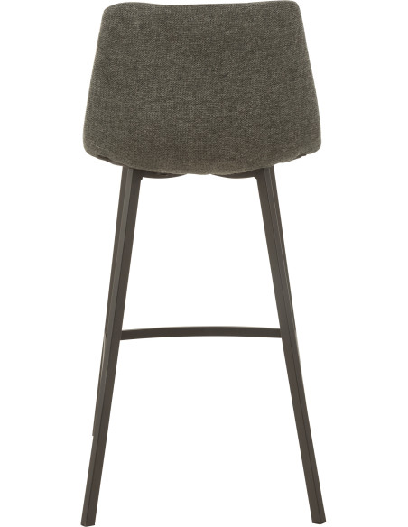 Tabouret de bar avec dossier Stéphane en Tissu Gris foncé Chiné Métal Noir - 4