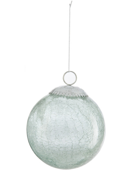 Boule de Noël en Verre Vert menthe Effet craquelé - 1