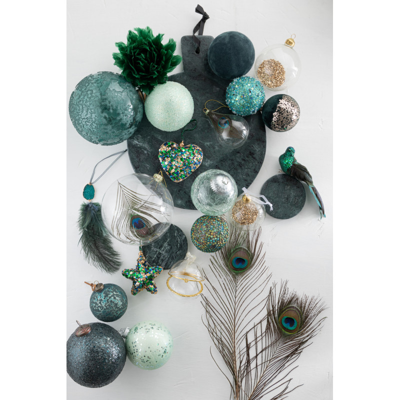 Boule de Noël en Verre Vert menthe Effet craquelé - 2