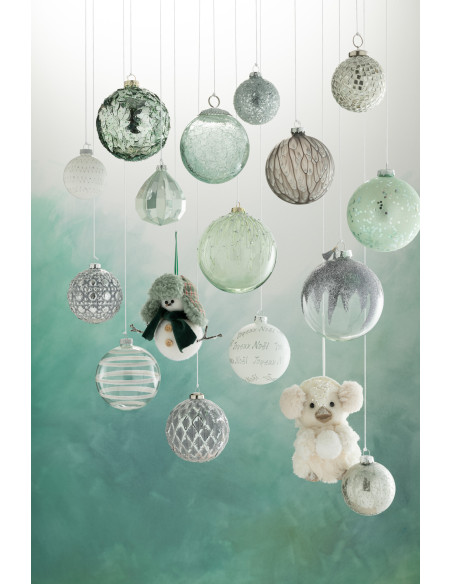 Boule de Noël en Verre Vert menthe Effet craquelé - 3