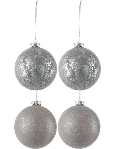 Boule de Noël en Verre Gris Effet vielli (Lot de 4) - 1