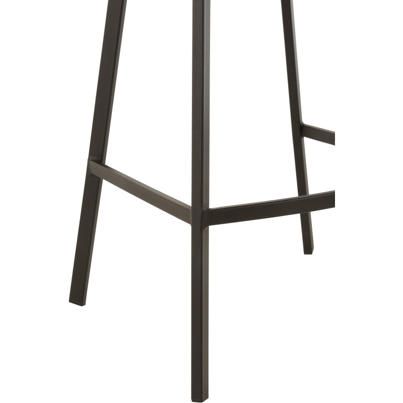 Tabouret de bar avec dossier Stéphane en Tissu Gris foncé Chiné Métal Noir - 5