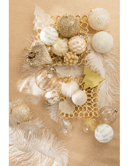 Suspension de Noël Coeur en Verre Doré Blanc (Lot de 2) - 2