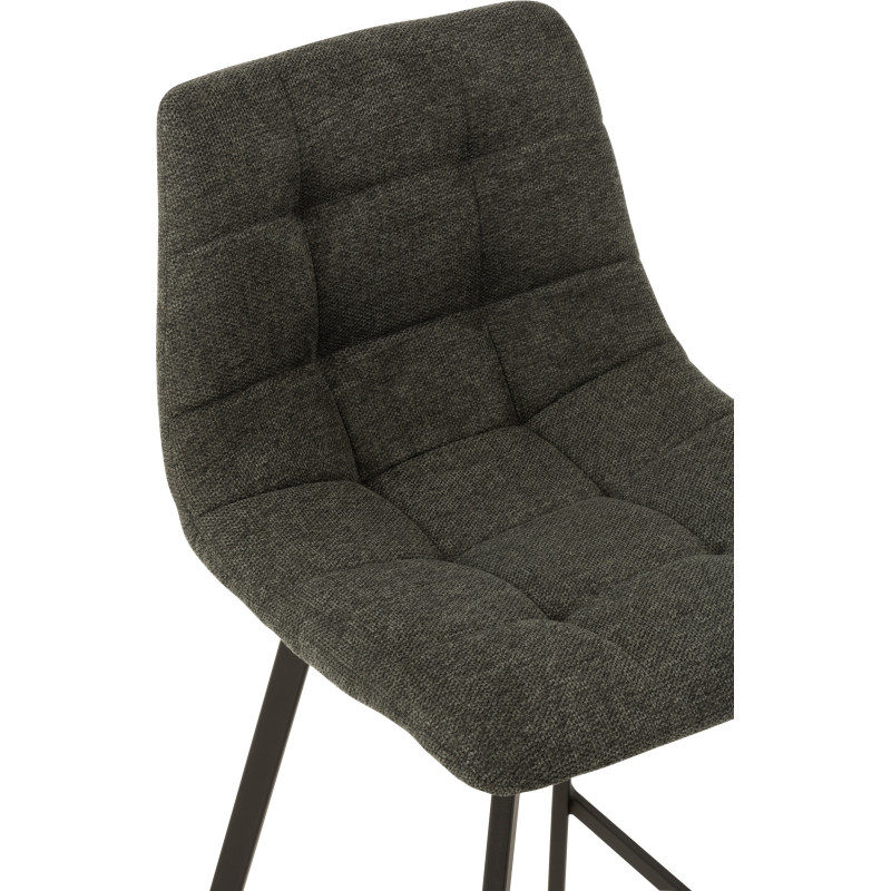 Tabouret de bar avec dossier Stéphane en Tissu Gris foncé Chiné Métal Noir - 6