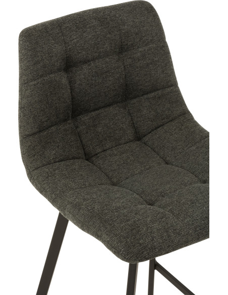 Tabouret de bar avec dossier Stéphane en Tissu Gris foncé Chiné Métal Noir - 6