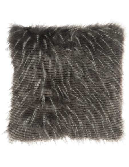 Coussin Carré Peggy 50x50 en Fausse fourrure Gris Blanc - 1