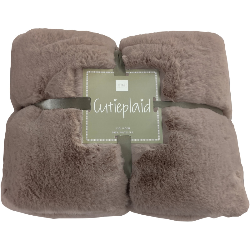 Plaid 130x180 Cutie en Polyester Taupe - 5