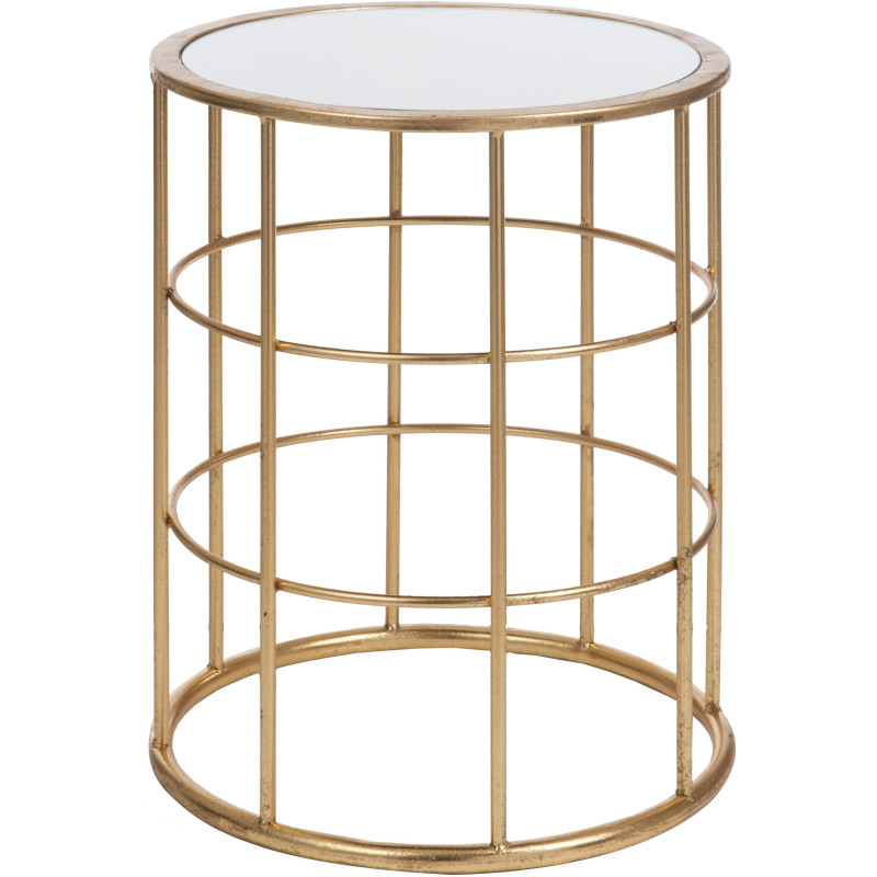 Table d'appoint Ronde Glam en Métal Doré Verre - 1