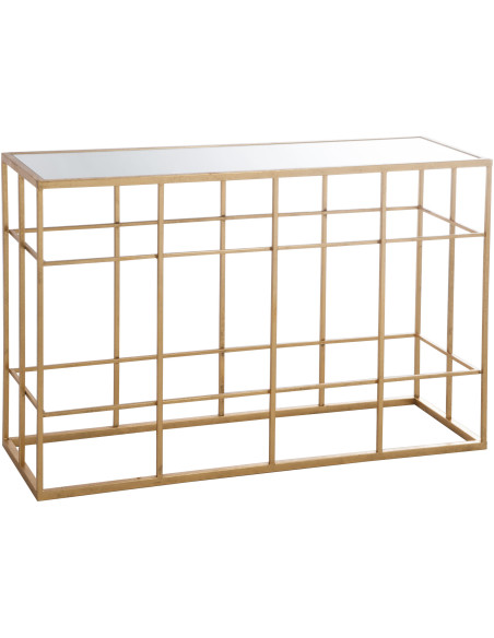 Console Rectangulaire Glam en Métal Doré Verre - 1